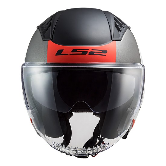 Casco jet LS2 OF600 Copter Urbane Matt White Red - Micasco.es - Tu tienda de cascos de moto