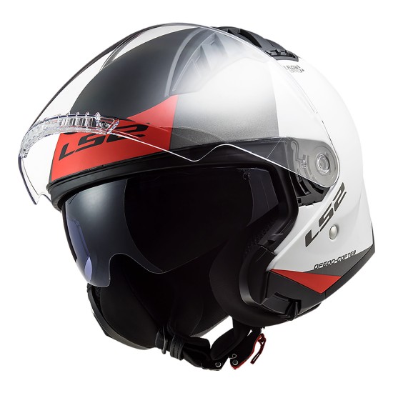 Casco jet LS2 OF600 Copter Urbane Matt White Red - Micasco.es - Tu tienda de cascos de moto