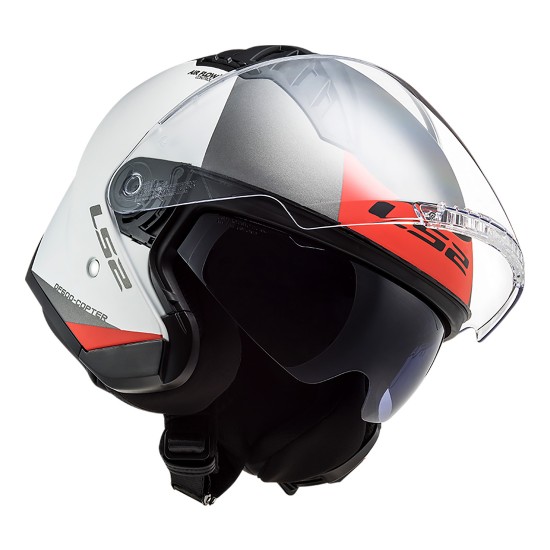 Casco jet LS2 OF600 Copter Urbane Matt White Red - Micasco.es - Tu tienda de cascos de moto
