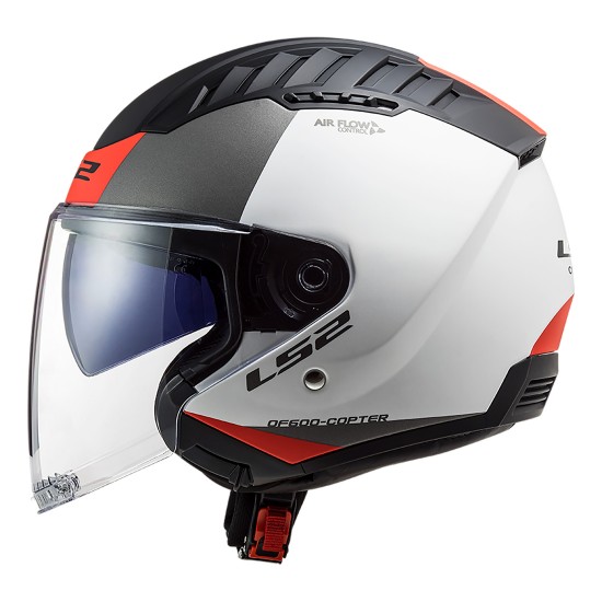 Casco jet LS2 OF600 Copter Urbane Matt White Red - Micasco.es - Tu tienda de cascos de moto