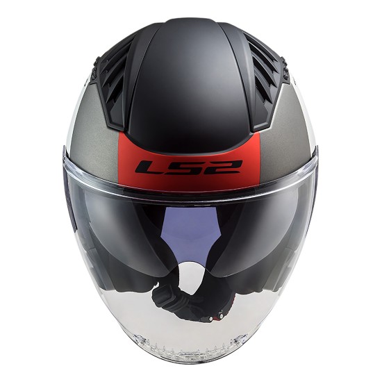 Casco jet LS2 OF600 Copter Urbane Matt White Red - Micasco.es - Tu tienda de cascos de moto