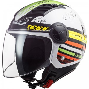 Casco jet LS2 Helmets OF562 AIRFLOW L RONNIE White Green - Micasco.es - Tu tienda de cascos de moto