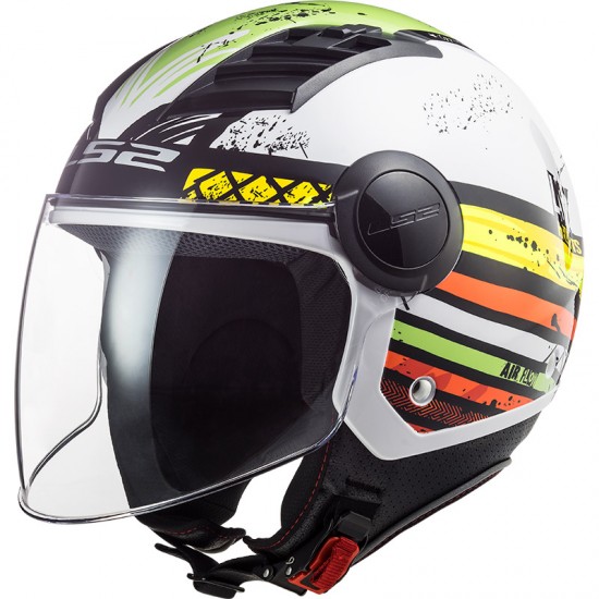 Casco jet LS2 OF562 AIRFLOW L RONNIE White Green