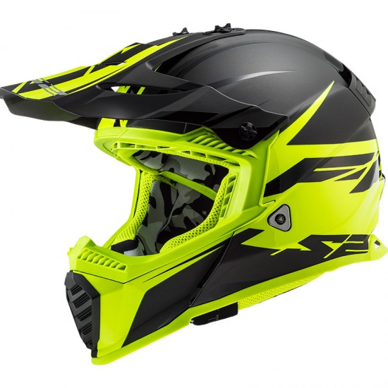 Casco cross/enduro LS2 Helmets MX437 FAST EVO Roar Matt Black HV Yellow