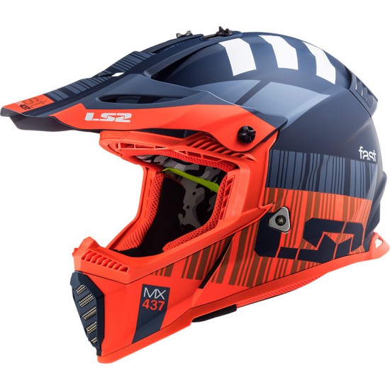 Casco cross/enduro LS2 Helmets MX437 FAST EVO Xcode Matt Fluo Orange Blue - Micasco.es - Tu tienda de cascos de moto