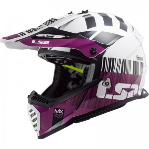 Casco cross/enduro LS2 Helmets MX437 FAST EVO Xcode White Violet