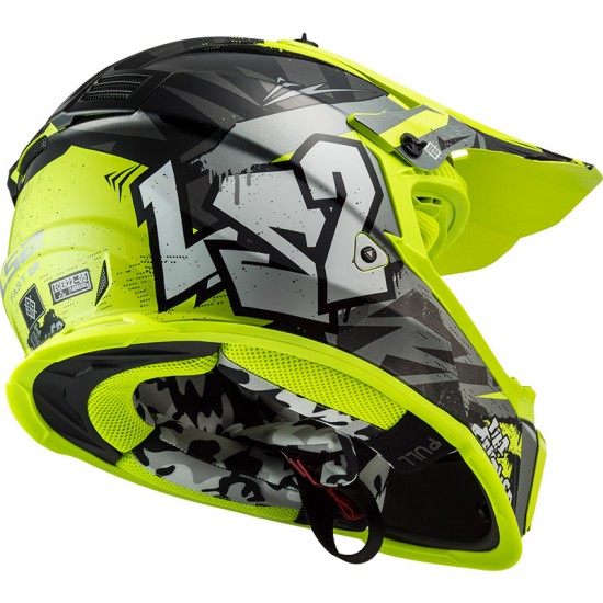 Casco cross/enduro LS2 Helmets MX437 FAST EVO Crusher Black HV Yellow - Micasco.es - Tu tienda de cascos de moto