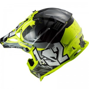 Casco cross/enduro LS2 Helmets MX437 FAST EVO Crusher Black HV Yellow - Micasco.es - Tu tienda de cascos de moto
