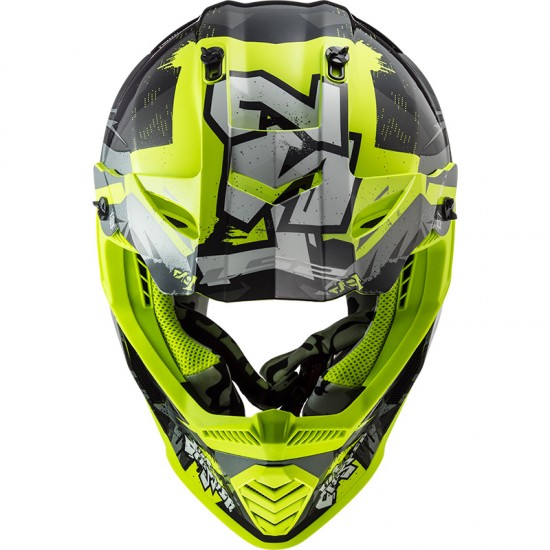 Casco cross/enduro LS2 Helmets MX437 FAST EVO Crusher Black HV Yellow - Micasco.es - Tu tienda de cascos de moto