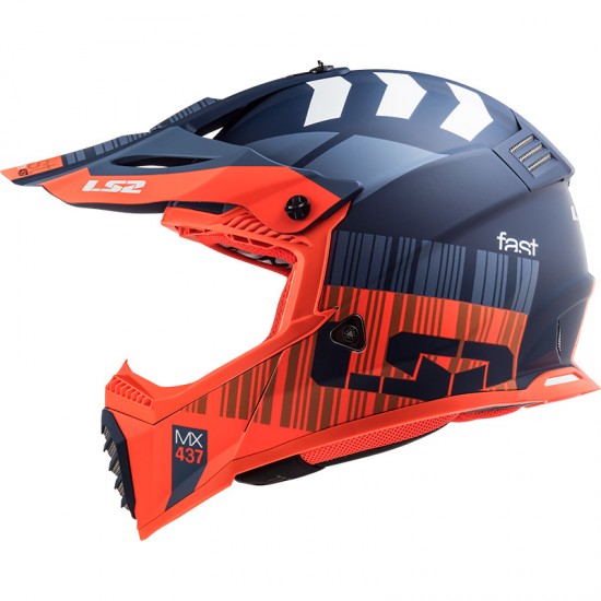 Casco cross/enduro LS2 Helmets MX437 FAST EVO Xcode Matt Fluo Orange Blue - Micasco.es - Tu tienda de cascos de moto