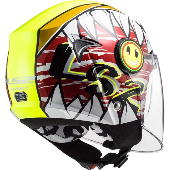 Casco INFANTIL LS2 OF602 FUNNY Crunch White HV Yellow - Micasco.es - Tu tienda de cascos de moto