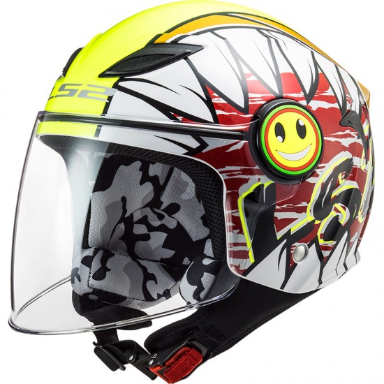 Casco INFANTIL LS2 OF602 FUNNY Crunch White HV Yellow - Micasco.es - Tu tienda de cascos de moto