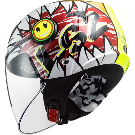 Casco INFANTIL LS2 OF602 FUNNY Crunch White HV Yellow - Micasco.es - Tu tienda de cascos de moto