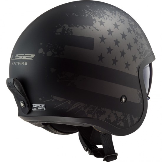 Casco jet LS2 Helmets OF599 SPITFIRE Black Flag Matt Black Titanium - Micasco.es - Tu tienda de cascos de moto