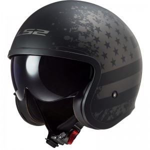 Casco jet LS2 Helmets OF599 SPITFIRE Black Flag Matt Black Titanium - Micasco.es - Tu tienda de cascos de moto