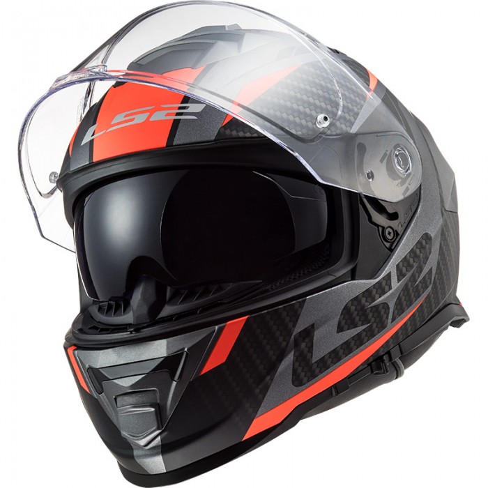 casco integral moto Storm Racer Titanium orange LS2 XS 
