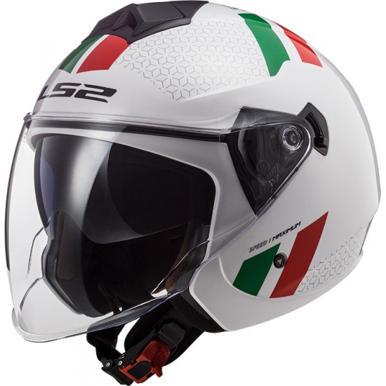 Casco jet LS2 OF573 TWISTER II Combo White Green Red