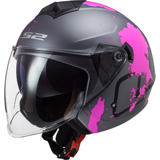 Casco jet LS2 OF573 TWISTER II Xover Matt Titanium Purple - Micasco.es - Tu tienda de cascos de moto