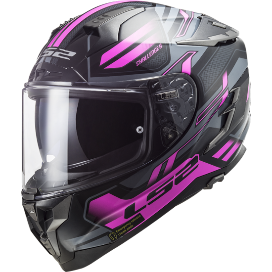 Casco LS2 FF327 Challenger SPIN Black Titanium Fluo Pink