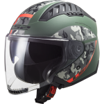 Casco jet LS2 OF600 Copter Crispy Matt Military Green Orange - Micasco.es - Tu tienda de cascos de moto