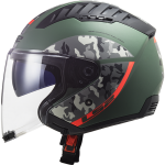 Casco jet LS2 OF600 Copter Crispy Matt Military Green Orange - Micasco.es - Tu tienda de cascos de moto