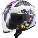 Casco jet LS2 OF600 Copter Crispy White HV Yellow - Micasco.es - Tu tienda de cascos de moto