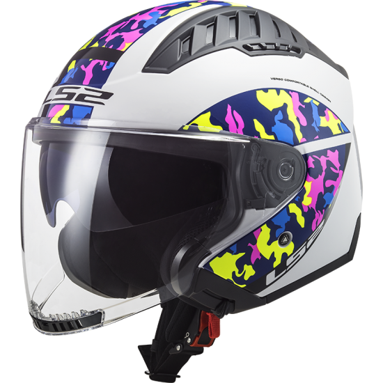 Casco jet LS2 OF600 Copter Crispy White HV Yellow - Micasco.es - Tu tienda de cascos de moto